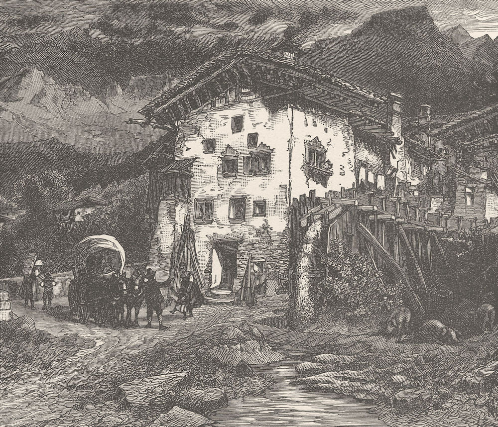 SWITZERLAND. Zillis 1903 old antique vintage print picture